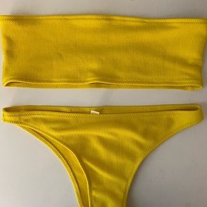 yellow bandeau bikini